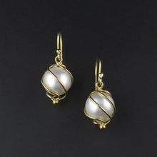 Load image into Gallery viewer, Cage Twist, South Sea Drop Pearl Earrings
