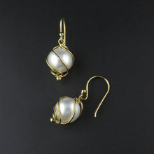 Load image into Gallery viewer, Cage Twist, South Sea Drop Pearl Earrings
