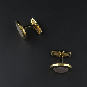 Gold Plated, Round Mother of Pearl Cufflinks