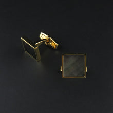 Load image into Gallery viewer, Square, Gold Plated Mother of Pearl Cufflinks
