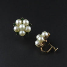 Load image into Gallery viewer, Cultured Pearl and Emerald Clip on Earrings

