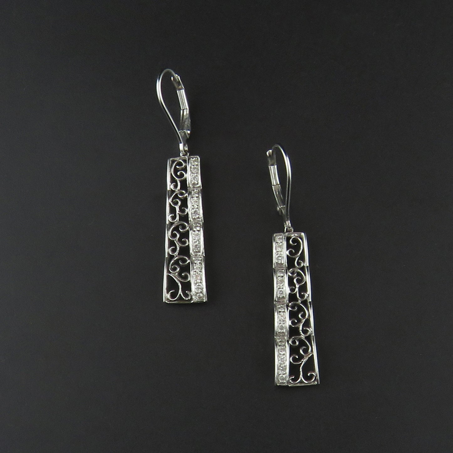 Filigree Diamond Drop Earrings