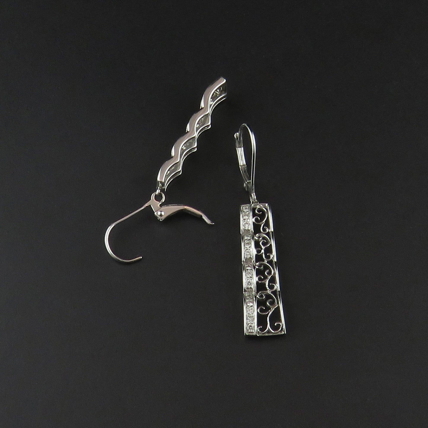 Filigree Diamond Drop Earrings