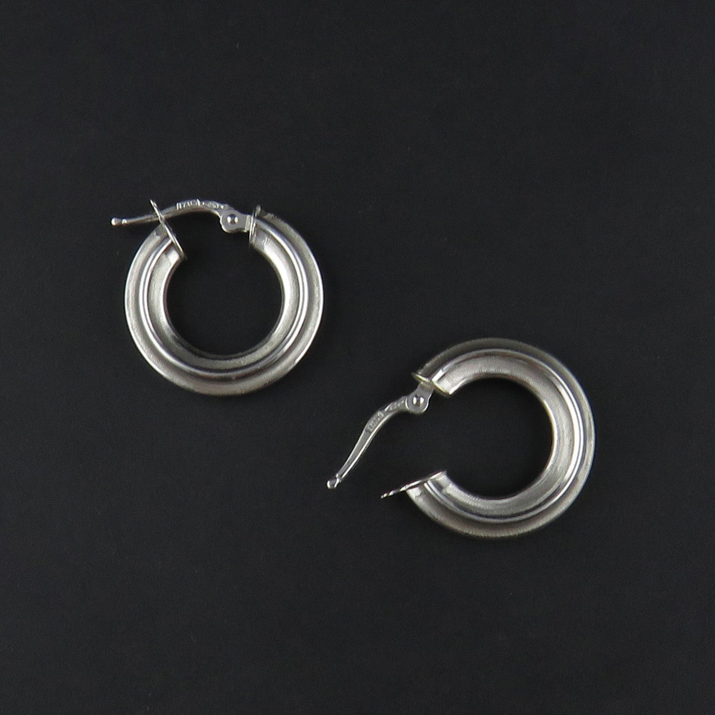 White Gold Patterned Hoop Earrings