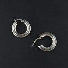 Load image into Gallery viewer, White Gold Patterned Hoop Earrings
