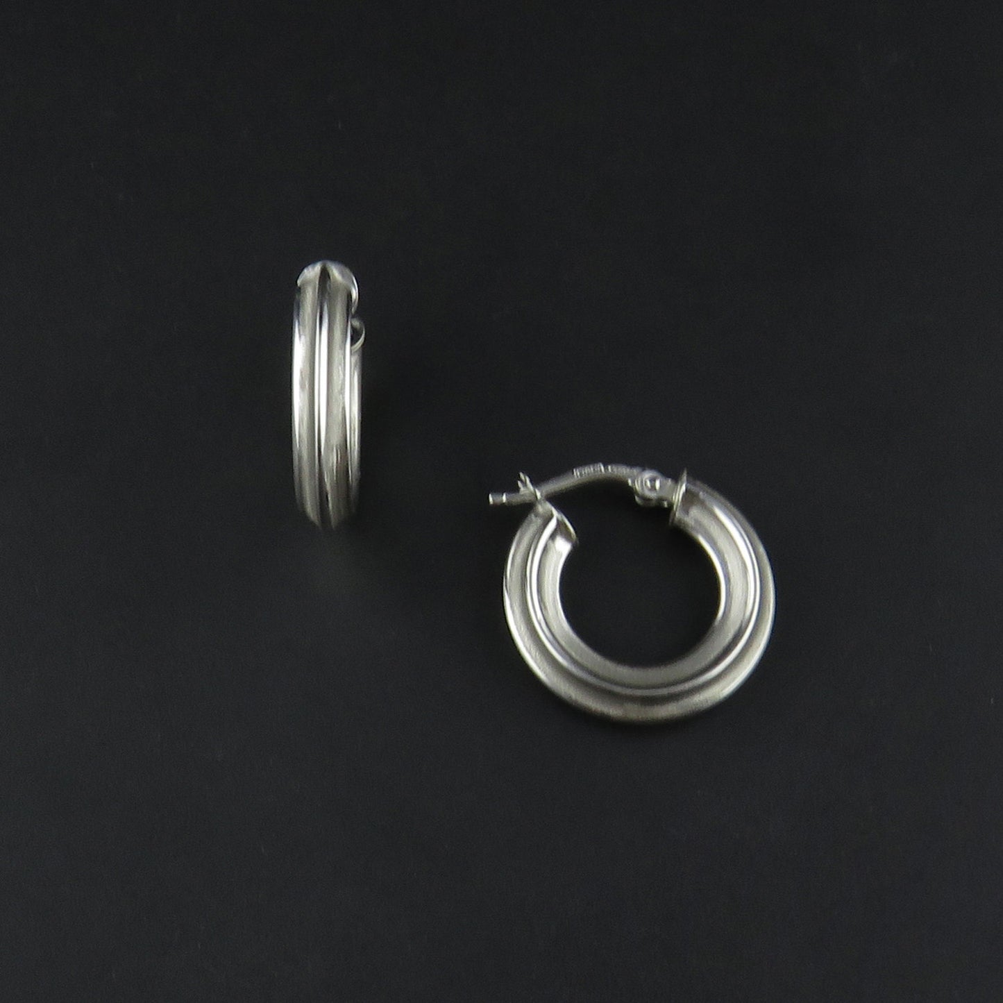 White Gold Patterned Hoop Earrings