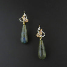 Load image into Gallery viewer, Labradorite and Diamond Drop Earrings
