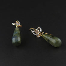Load image into Gallery viewer, Labradorite and Diamond Drop Earrings

