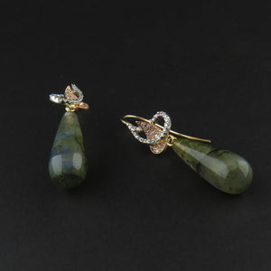 Labradorite and Diamond Drop Earrings