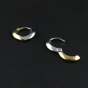 Two Toned Gold Huggie Earrings