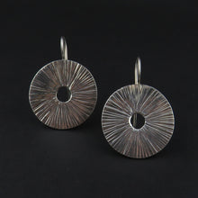 Load image into Gallery viewer, Textured Disk Drop Earrings
