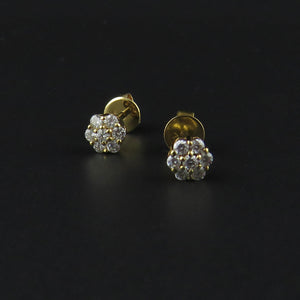 Flower Cluster Diamond Stud Earrings