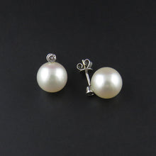 Load image into Gallery viewer, Fresh Water Pearl and Diamond Stud Earrings
