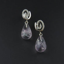 Load image into Gallery viewer, Fluorite and Diamond Drop Earrings
