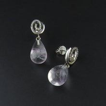 Load image into Gallery viewer, Fluorite and Diamond Drop Earrings
