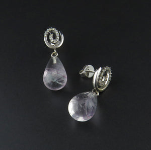 Fluorite and Diamond Drop Earrings