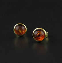 Load image into Gallery viewer, Gold Amber Stud Earrings
