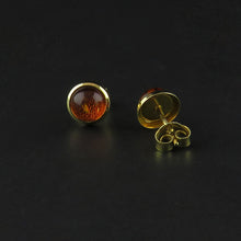 Load image into Gallery viewer, Gold Amber Stud Earrings
