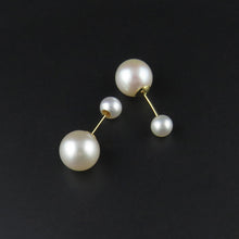 Load image into Gallery viewer, Double Sided, Fresh Water Pearl Stud Earrings
