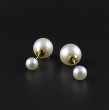 Load image into Gallery viewer, Double Sided, Fresh Water Pearl Stud Earrings
