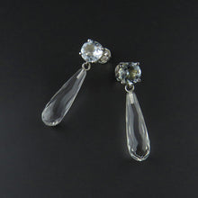 Load image into Gallery viewer, Aquamarine and Clear Quartz Drop Earrings
