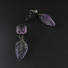 Load image into Gallery viewer, Amethyst and Diamond Leaf Earrings
