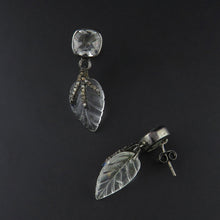 Load image into Gallery viewer, Quartz and Diamond Leaf Drop Stud Earrings
