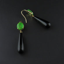 Load image into Gallery viewer, Turquoise and Black Agate Drop Earrings
