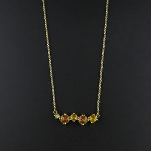 Yellow/Orange Sapphire and Diamond Necklace