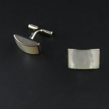 Load image into Gallery viewer, Curved Rectangle Mother of Pearl Cufflinks
