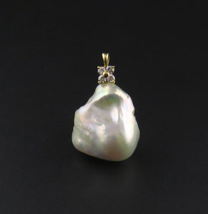 Fresh Water Baroque Pearl and Diamond Pendant