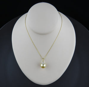 Diamond and Golden South Sea Pearl Pendant