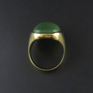 Gold Prehnite Cabochon Ring