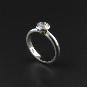 Rub-over Solitaire Diamond Ring