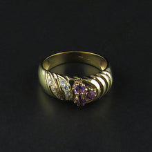 Load image into Gallery viewer, Purple and White Cubic Zirconia Dress Ring
