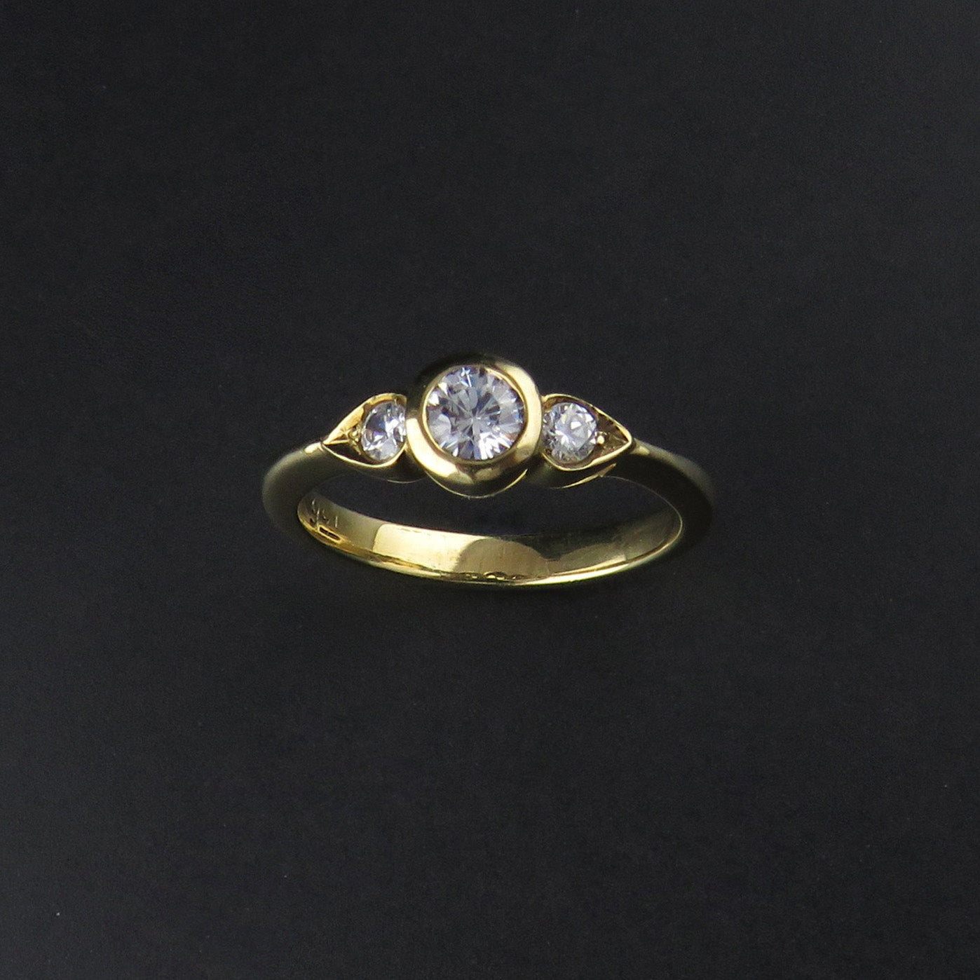 Three Stone Yellow Gold Ring