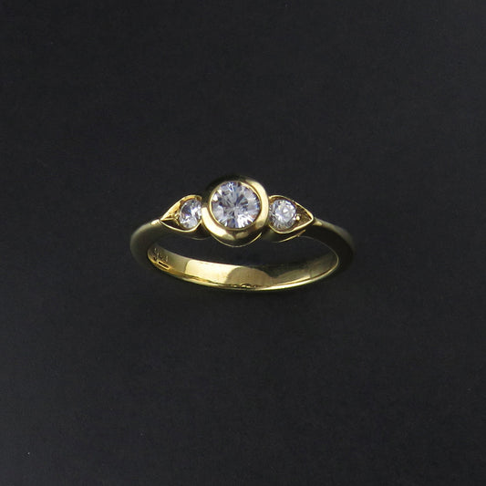 Three Stone Yellow Gold Ring