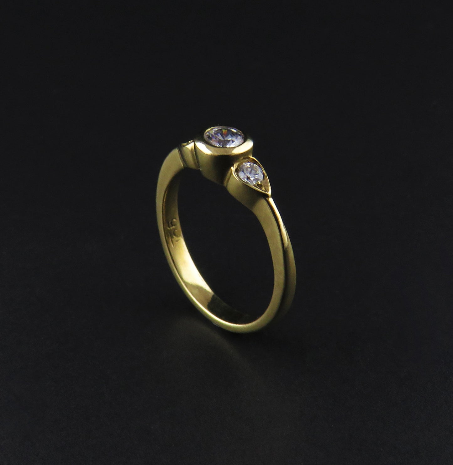 Three Stone Yellow Gold Ring