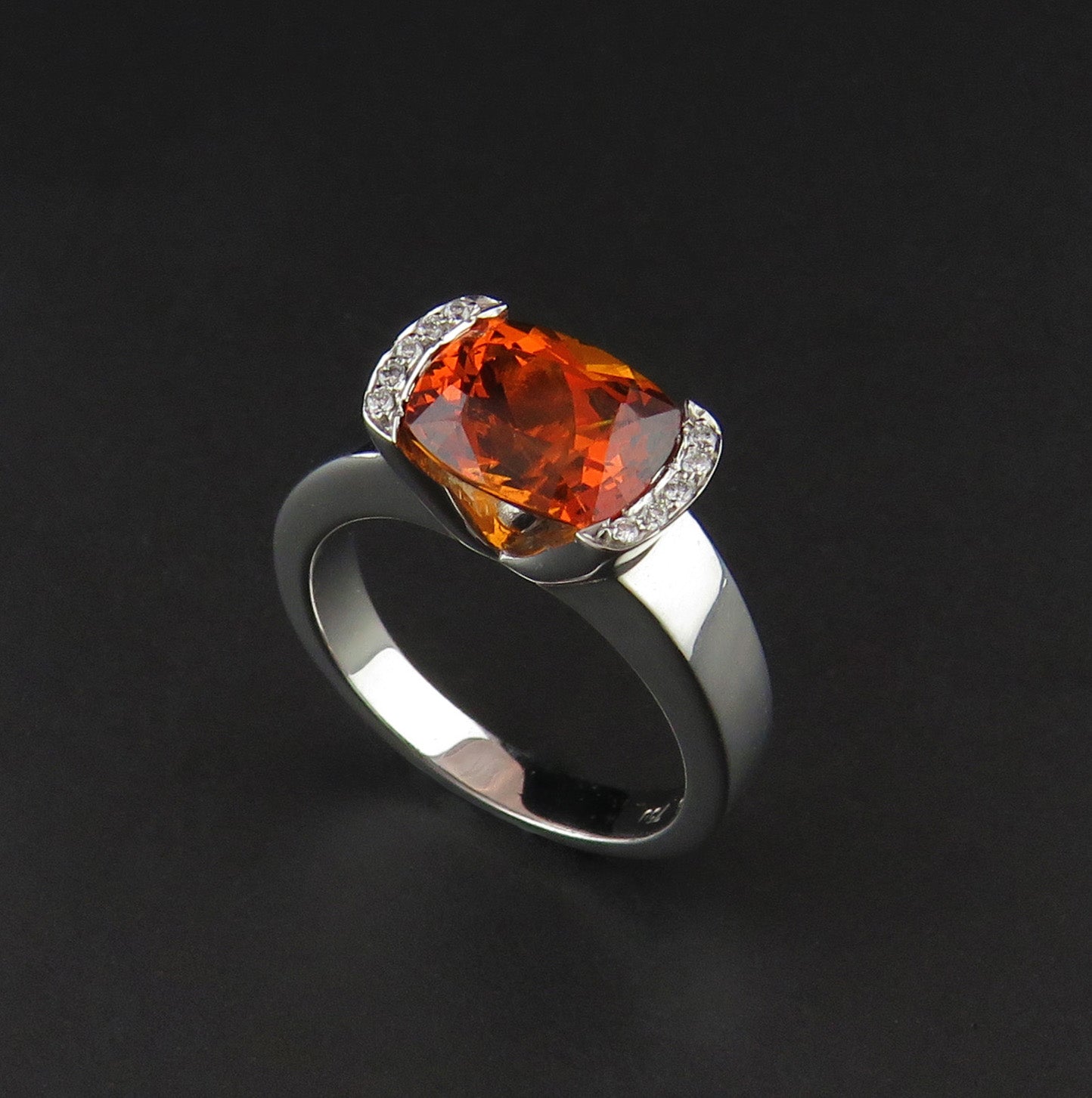 Spessartite Garnet and Diamond Dress Ring