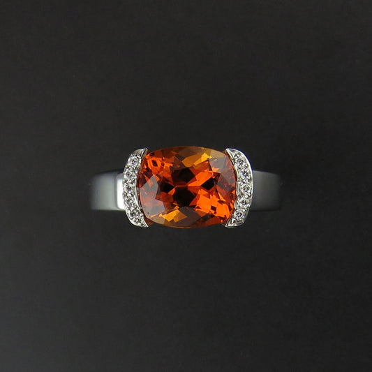 Spessartite Garnet and Diamond Dress Ring