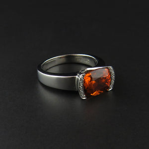 Spessartite Garnet and Diamond Dress Ring