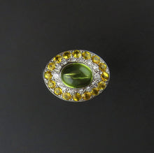 Load image into Gallery viewer, Peridot, Yellow Sapphire and Diamond Ring
