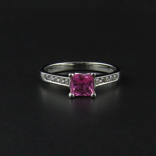 Pink Sapphire and Diamond Ring