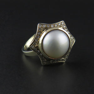 Mabe Pearl and Diamond Ring
