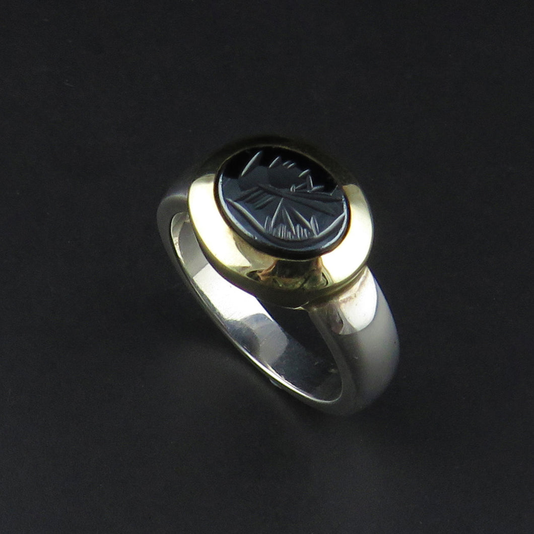 Engraved Haematite Ring
