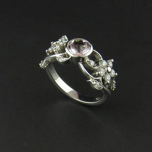 Morganite and Diamond Floral Ring