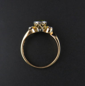 Peridot and Diamond Twist Ring