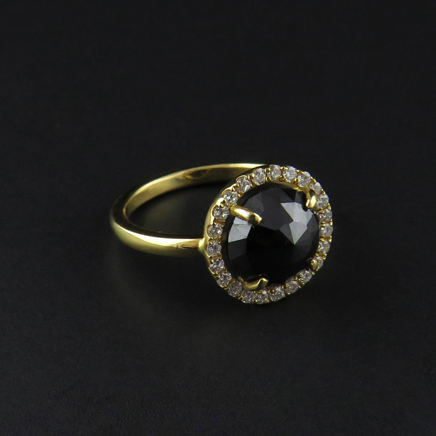 Rose Cut Black Diamond Ring