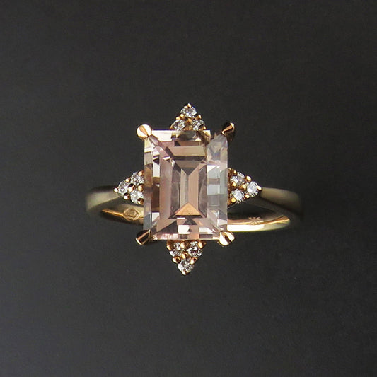 Peach Tourmaline and Diamond Ring