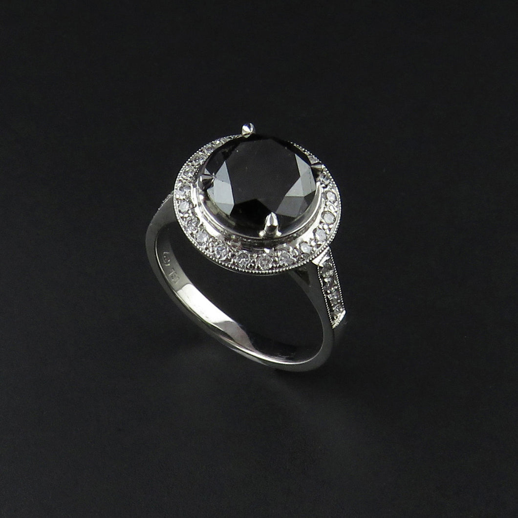 Black Diamond Halo Ring